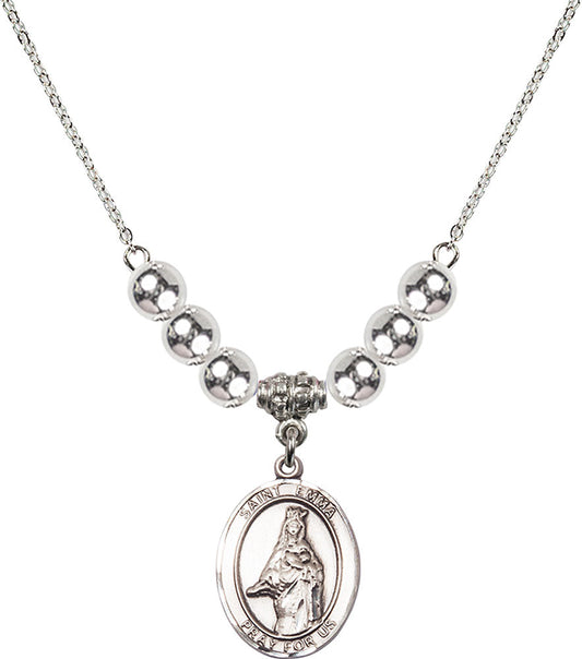 Sterling Silver Saint Emma Uffing Birthstone Necklace with Sterling Silver Beads - 8450