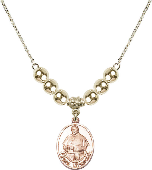 14kt Gold Filled Pope Francis Birthstone Necklace with Gold Filled Beads - 8451