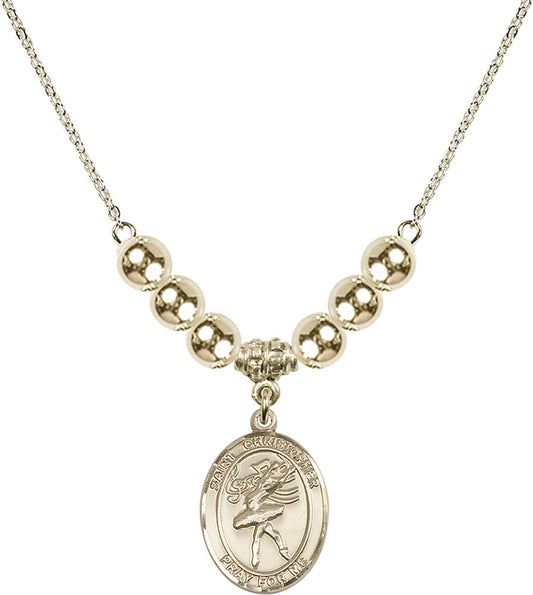 14kt Gold Filled Saint Christopher/Dance Birthstone Necklace with Gold Filled Beads - 8512