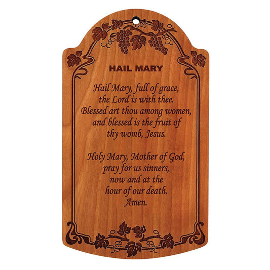 7" Hail Mary Carved Wood Plaque - 4 Pk