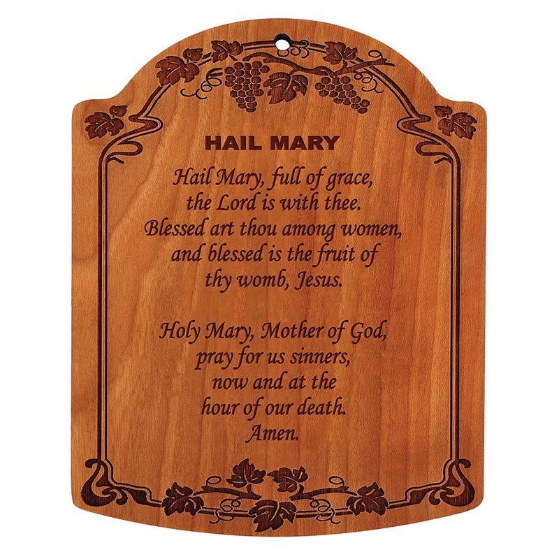 10" Hail Mary Carved Wood Plaque - 4 Pk