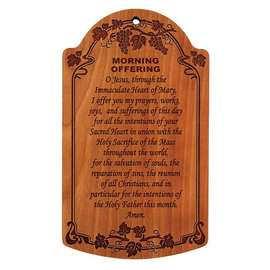 7" Morning Offering Carved Wood Plaque - 4 Pk