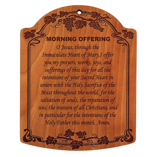 10" Morning Offering Carved Wood Plaque - 4 Pk