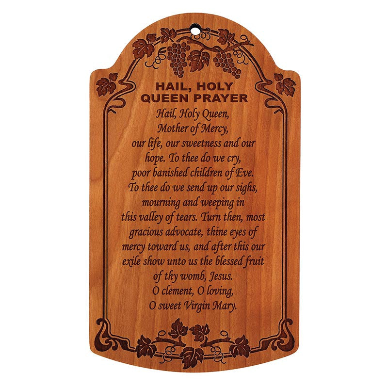 7" Hail, Holy Queen Carved Wood Plaque - 4 Pk
