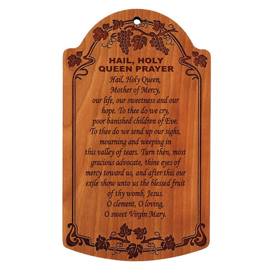 7" Hail, Holy Queen Carved Wood Plaque - 4 Pk