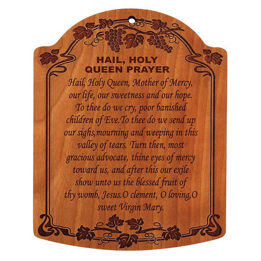 10" Hail, Holy Queen Carved Wood Plaque - 4 Pk