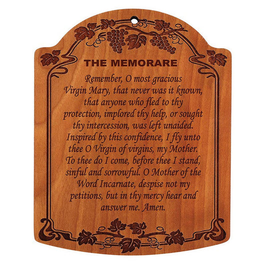 10" The Memorare Carved Wood Plaque - 4 Pk