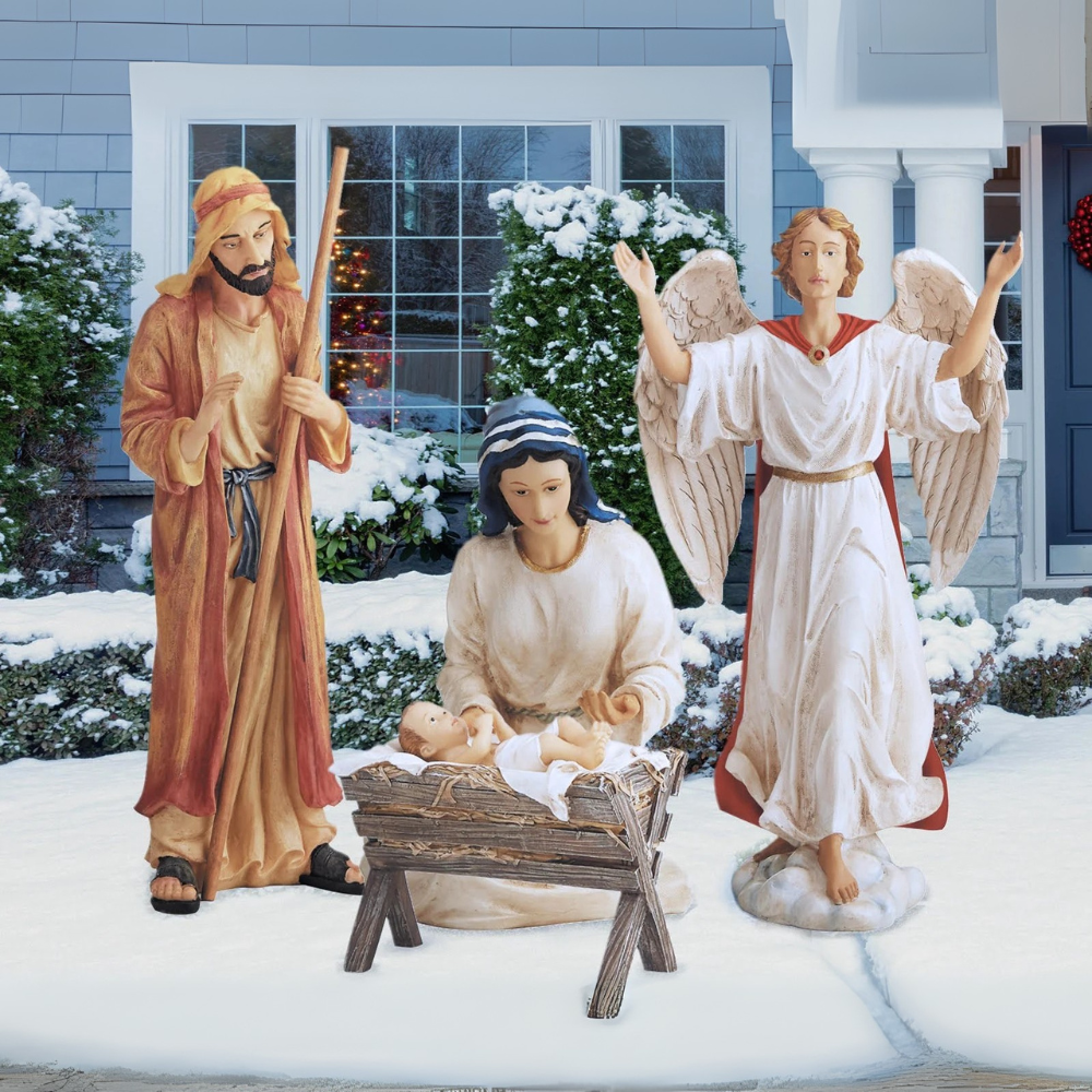 The Real Life Nativity 4 Piece Outdoor Set