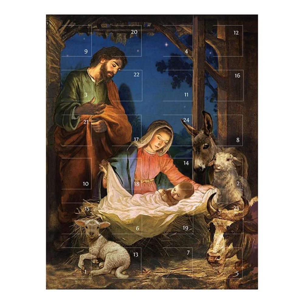 Advent Calendar Greeting Card - Come Let Us Adore Him - 12 Pk
