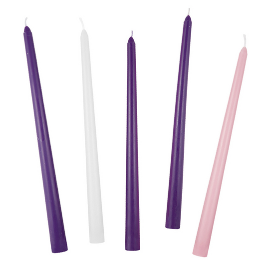 7/8" x 12" Tapered Advent Candles - Bulk Box of 6 Packs.