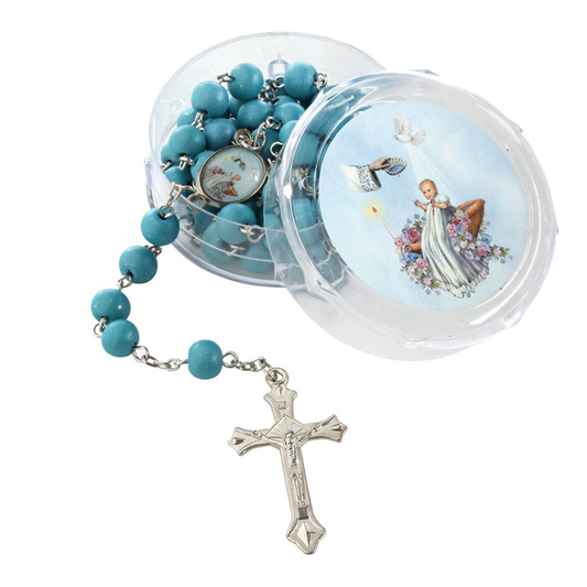 Blue Baptism Rosary with Case - 12 Pk