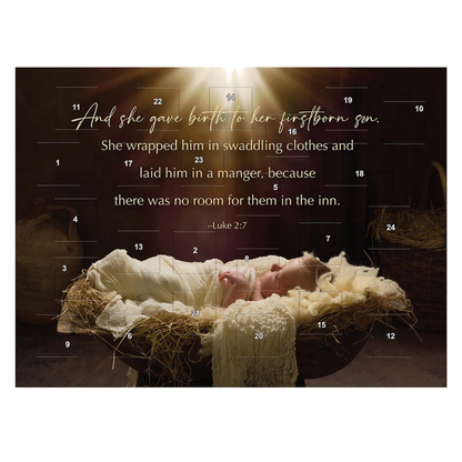 Jesus in Manger Advent Calendar - 12 Pk