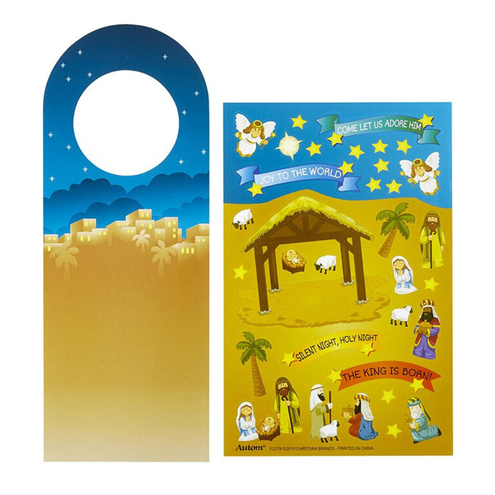 Make Your Own Nativity Sticker Scene Door Hanger - 24 Pk