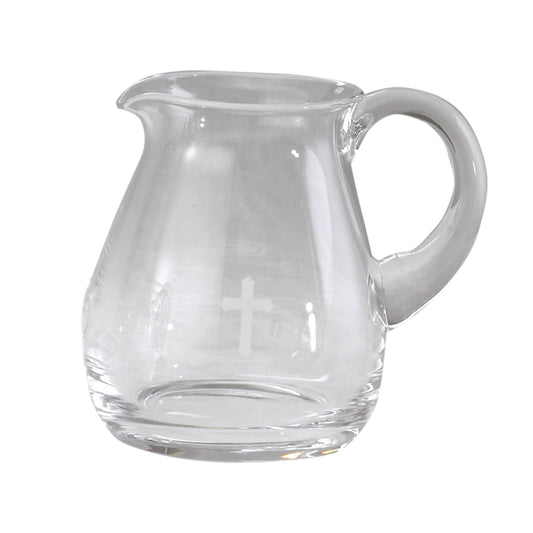 6" High Flagon Glass with Etched Cross